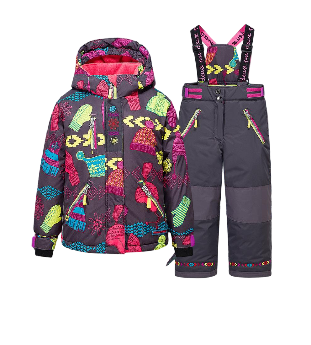 Kids Ski Suit Set Winter Warm Waterproof Jacket + Suspender Pants + Neck Gaiter Windproof Snowboarding Outfit for Girls Boys