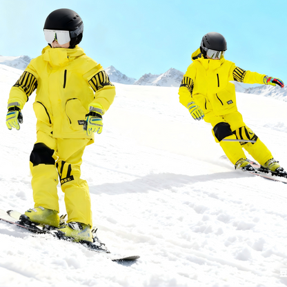 Vibrant Youth Ski Suit Set: Bold Colors + Durable Snow Gear-Yellow