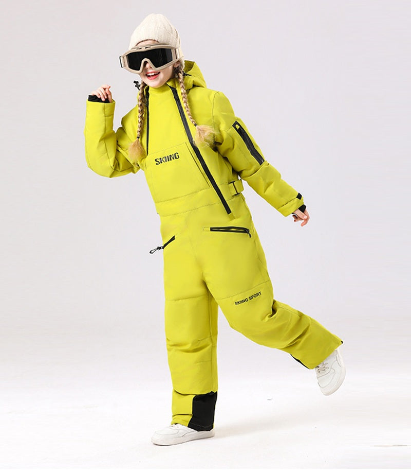 Kids' One-Piece Ski Suit – Warm, Waterproof & Stylish Stay Cozy on the Slopes -for girls