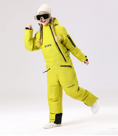 Kids' One-Piece Ski Suit – Warm, Waterproof & Stylish Stay Cozy on the Slopes -for girls