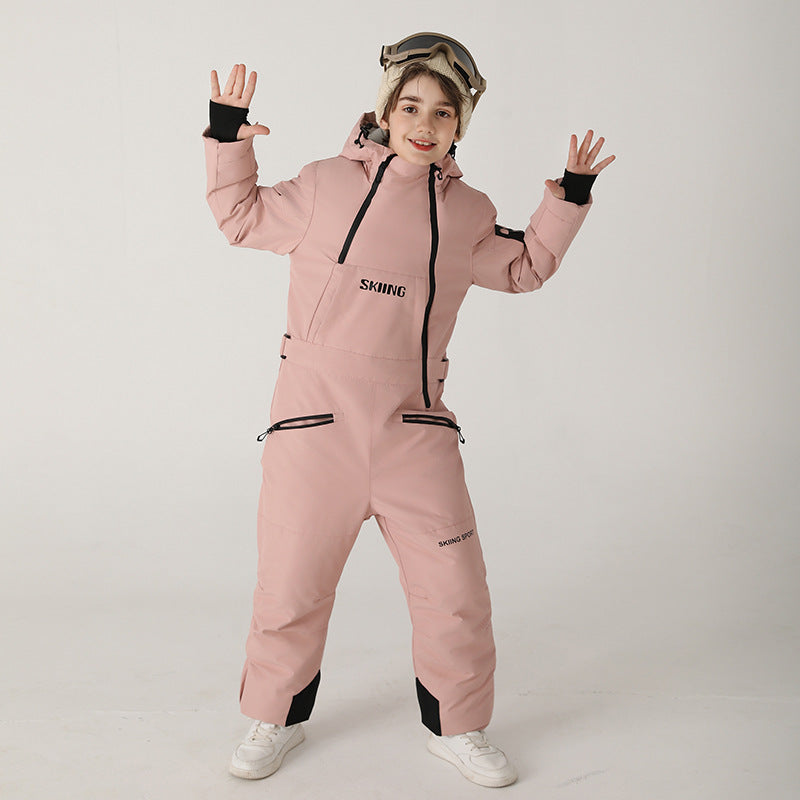 Kids' One-Piece Ski Suit – Warm, Waterproof & Stylish Stay Cozy on the Slopes -for boys