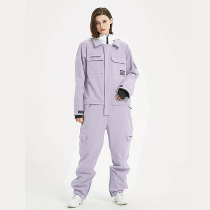 One-Piece Snowboard Suit for Men & Women- Waterproof, Windproof, Stylish Ski Jumpsuit-PURPLE