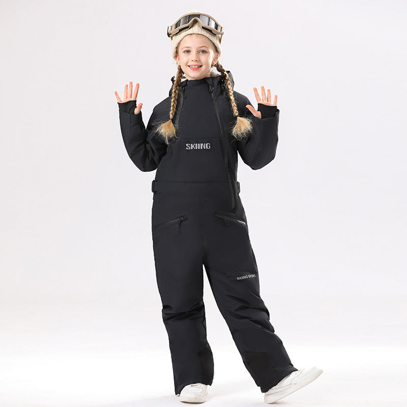 Kids' One-Piece Ski Suit – Warm, Waterproof & Stylish Stay Cozy on the Slopes -for girls