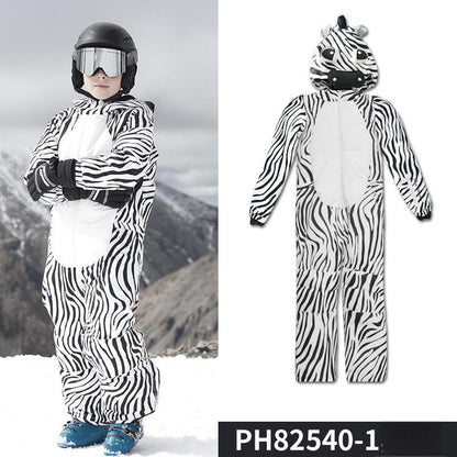 Children's Cartoon One-piece Ski Suit
