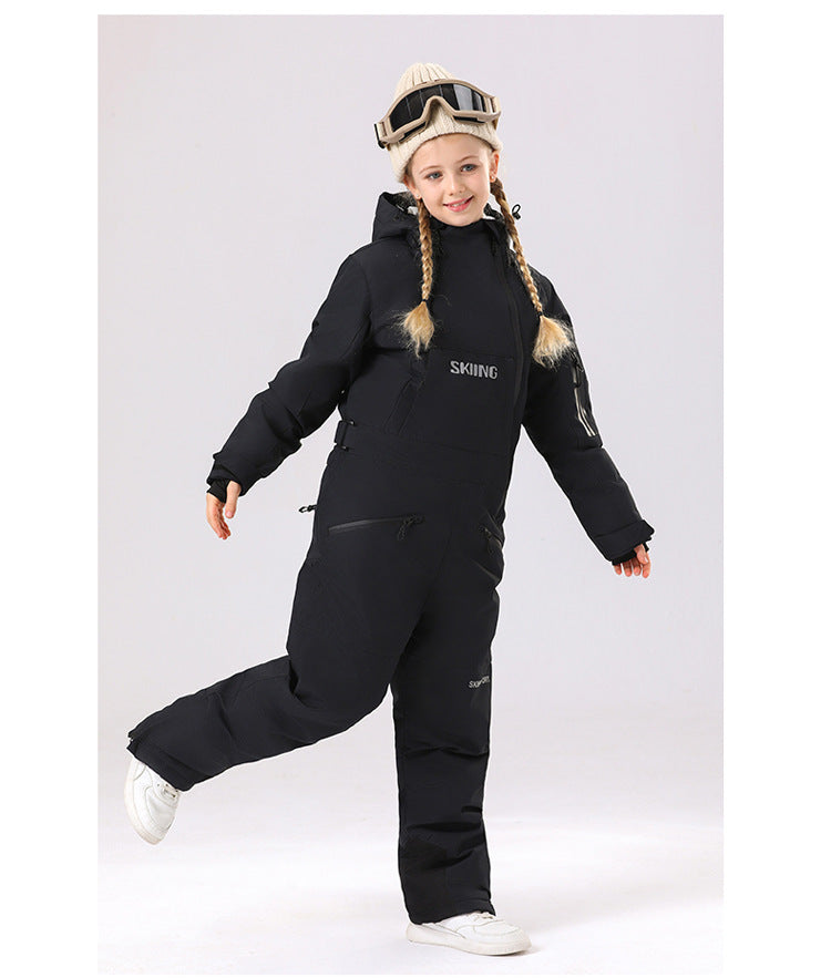 Kids' One-Piece Ski Suit – Warm, Waterproof & Stylish Stay Cozy on the Slopes -for girls