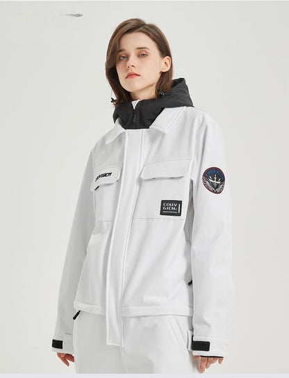 One-Piece Snowboard Suit for Men & Women- Waterproof, Windproof, Stylish Ski Jumpsuit-WHITE