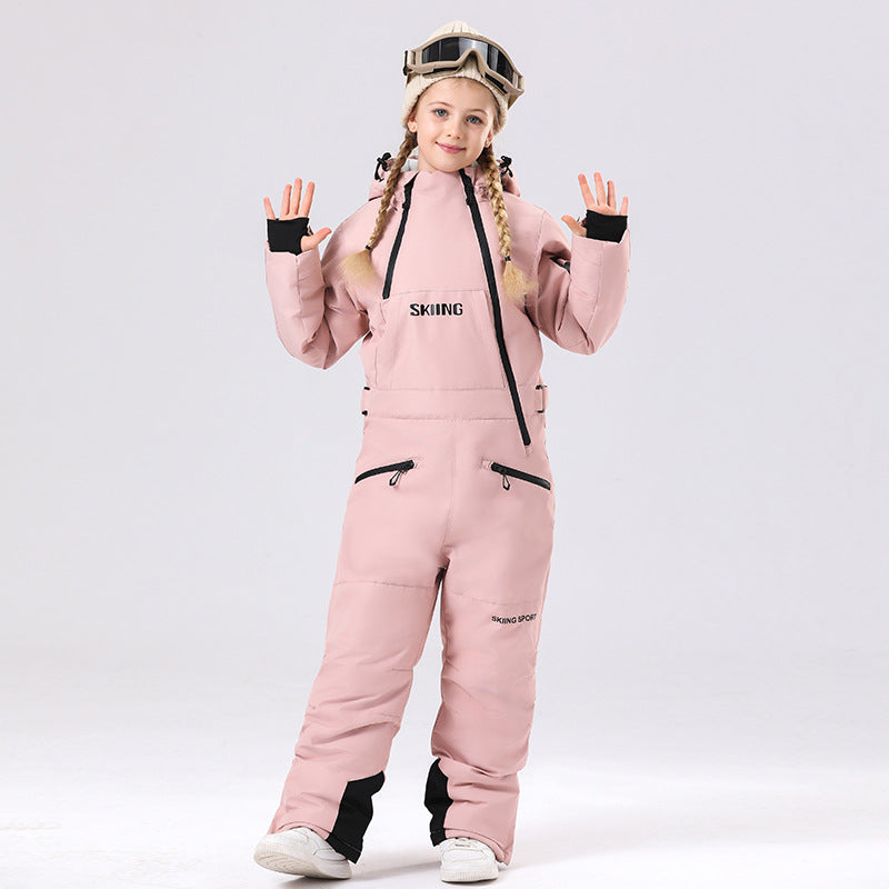 Kids' One-Piece Ski Suit – Warm, Waterproof & Stylish Stay Cozy on the Slopes -for girls