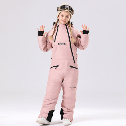 Kids' One-Piece Ski Suit – Warm, Waterproof & Stylish Stay Cozy on the Slopes -for girls