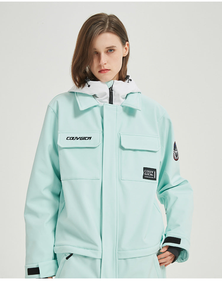 One-Piece Snowboard Suit for Men & Women- Waterproof, Windproof, Stylish Ski Jumpsuit-YELLOW & GREEN