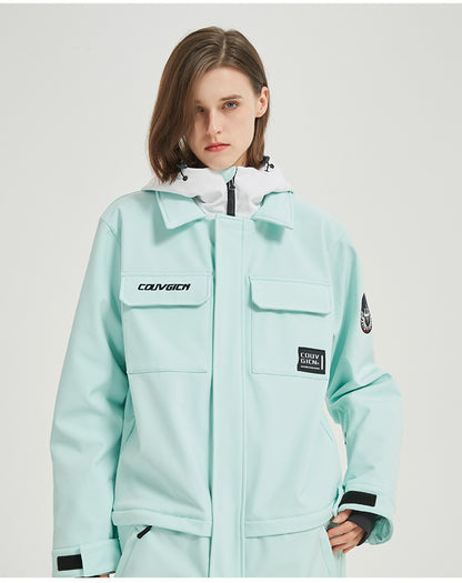 One-Piece Snowboard Suit for Men & Women- Waterproof, Windproof, Stylish Ski Jumpsuit-YELLOW & GREEN