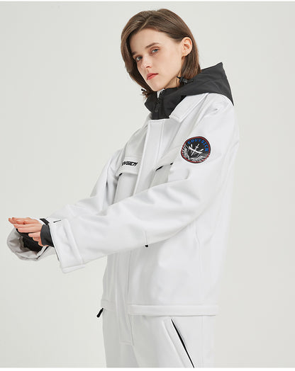 One-Piece Snowboard Suit for Men & Women- Waterproof, Windproof, Stylish Ski Jumpsuit-WHITE