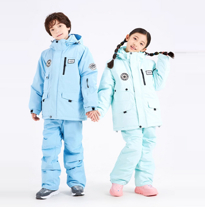 Children's Ski Suit with Polar Fleece Lining-BLUE & GREEN
