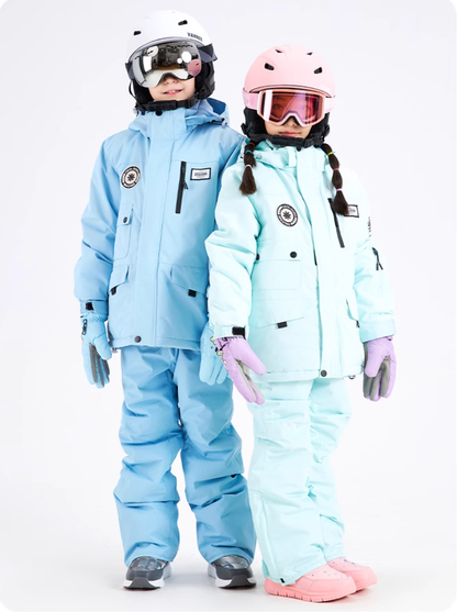 Children's Ski Suit with Polar Fleece Lining-BLUE & GREEN