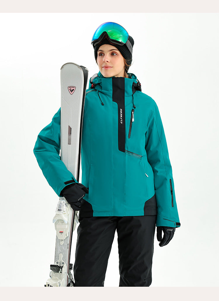 New winter women's ski suit, waterproof, windproof, cold-proof, outdoor thickened ski clothing set