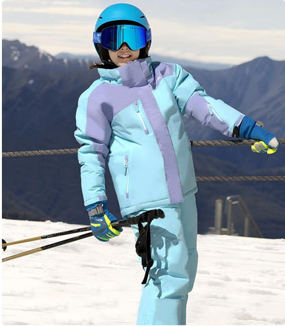 Kids Winter Ski Suit - Waterproof, Windproof, Thickened Warm Snowboarding Jacket & Pants Set