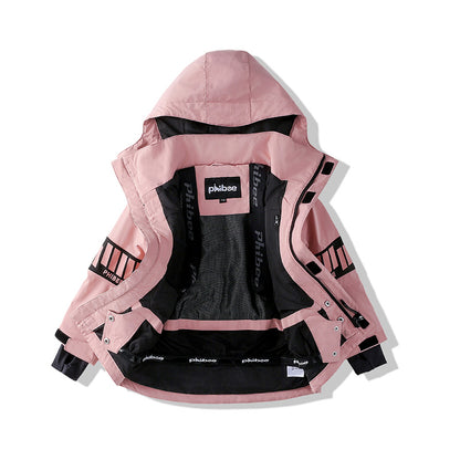 Vibrant Youth Ski Suit Set: Bold Colors + Durable Snow Gear -Pink