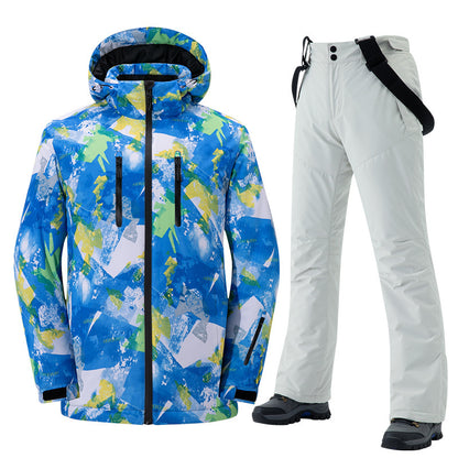 Women and Men's Ski Suit,Large Sizes Snowborad Suit-Blue