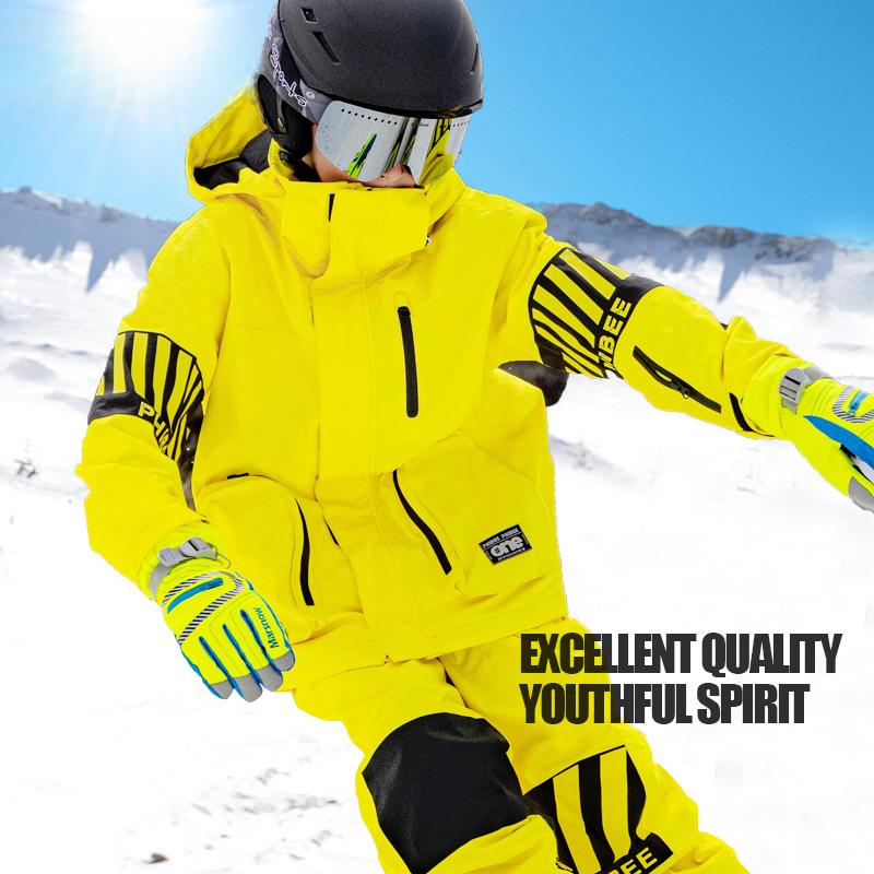 Vibrant Youth Ski Suit Set: Bold Colors + Durable Snow Gear-Yellow