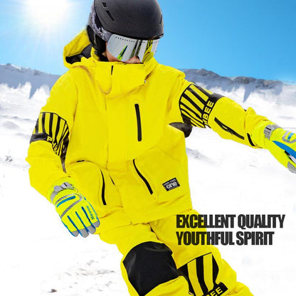 Vibrant Youth Ski Suit Set: Bold Colors + Durable Snow Gear-Yellow