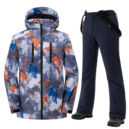 Women and Men's Ski Suit,Large Sizes Snowborad Suit-GREY