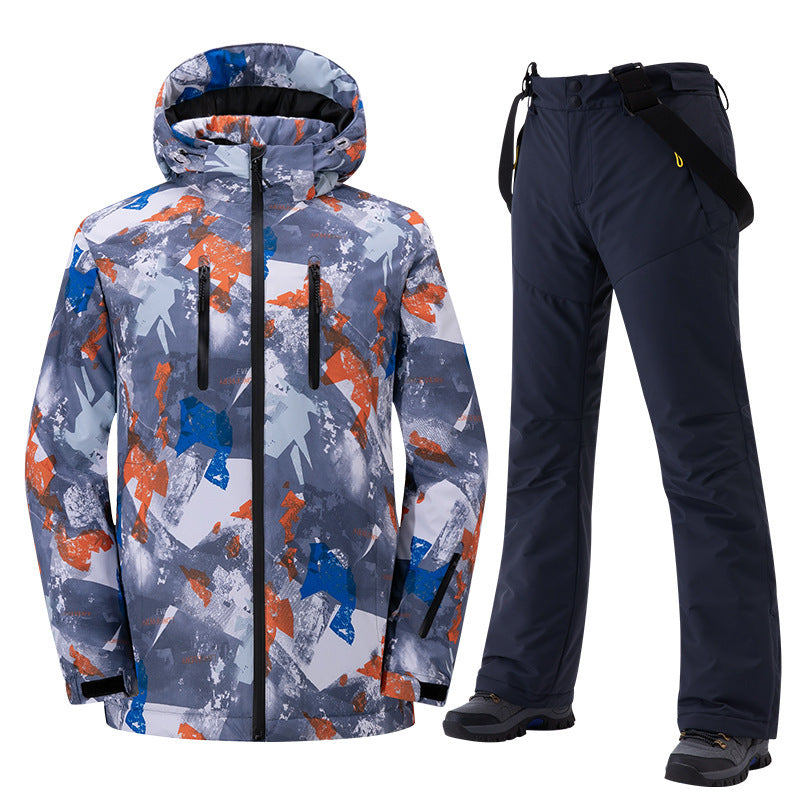 Women and Men's Ski Suit,Large Sizes Snowborad Suit-GREY