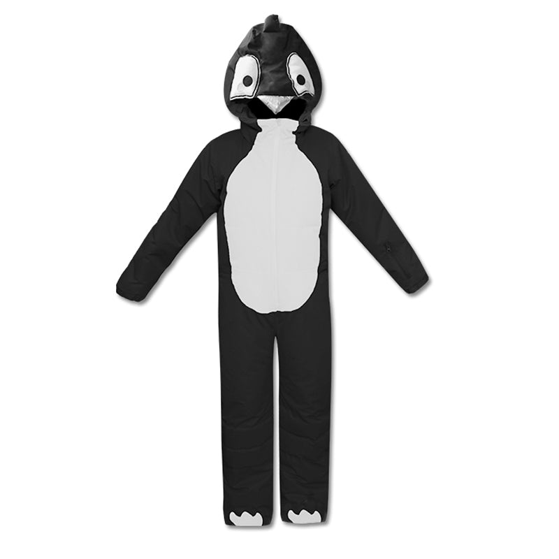 Kids Unisex Winter Animal Friendly Waterproof One Piece Snowsuits-Pink Unicorn & Black Penguin