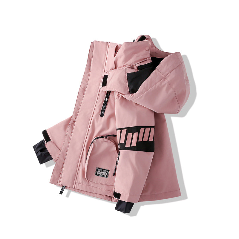 Vibrant Youth Ski Suit Set: Bold Colors + Durable Snow Gear -Pink