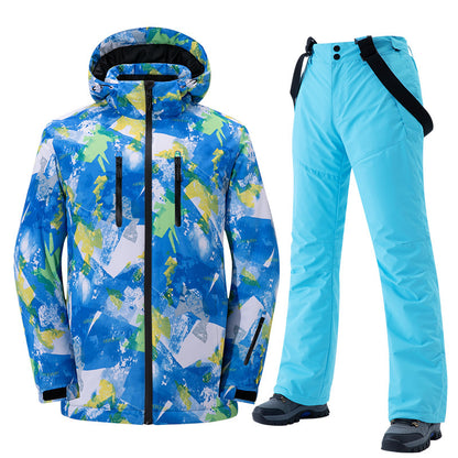 Women and Men's Ski Suit,Large Sizes Snowborad Suit-Blue