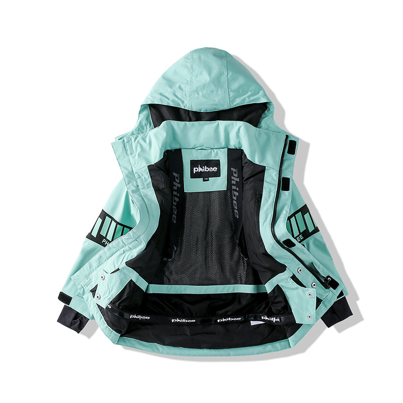 Vibrant Youth Ski Suit Set: Bold Colors + Durable Snow Gear-Green
