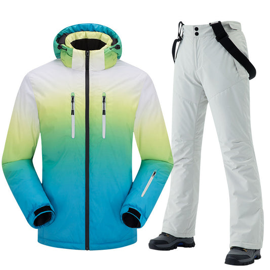 Women and Men's Ski Suit,Large Sizes Snowborad Suit-Green