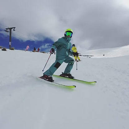 Vibrant Youth Ski Suit Set: Bold Colors + Durable Snow Gear-Green